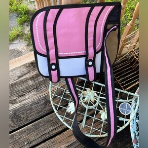 2d Pink Tan Black Cartoon Unisex Messenger Bag For Laptop Novelty Flat Purse